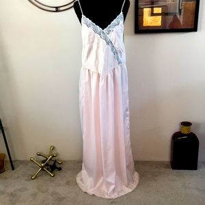 NWT Vintage Feminine Pink Lace Long Maxi Nightgown Slip Night Dress Lingerie